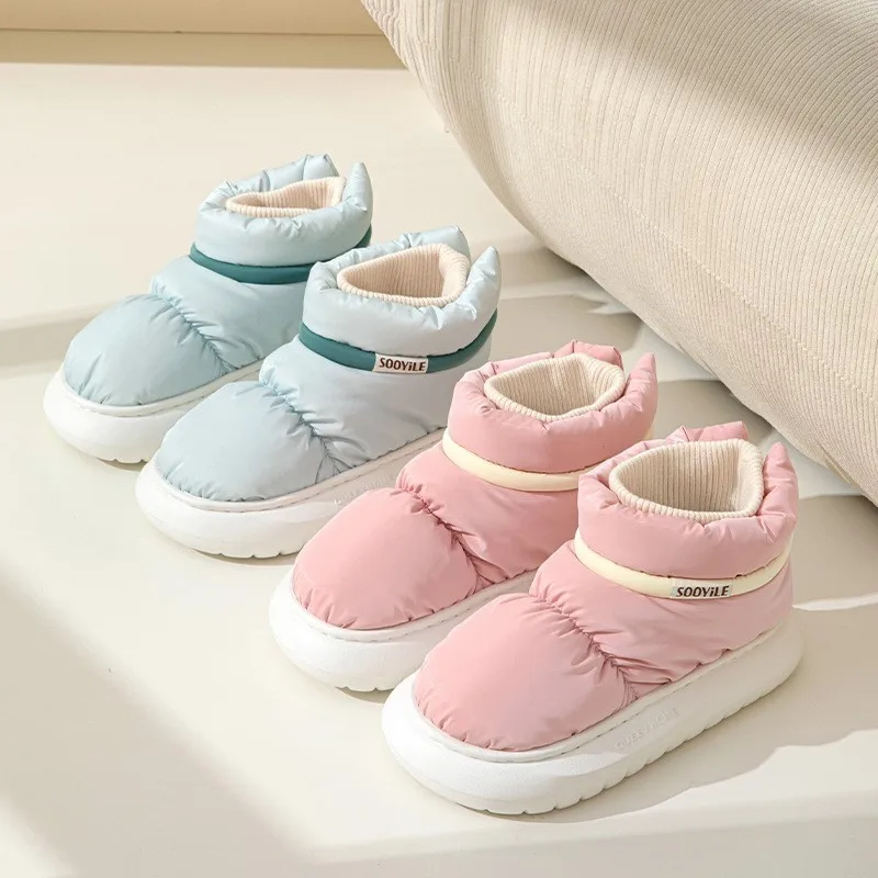 Женские Водонепроницаемые ботильоны на платформе уличные Теплые с плюшевой