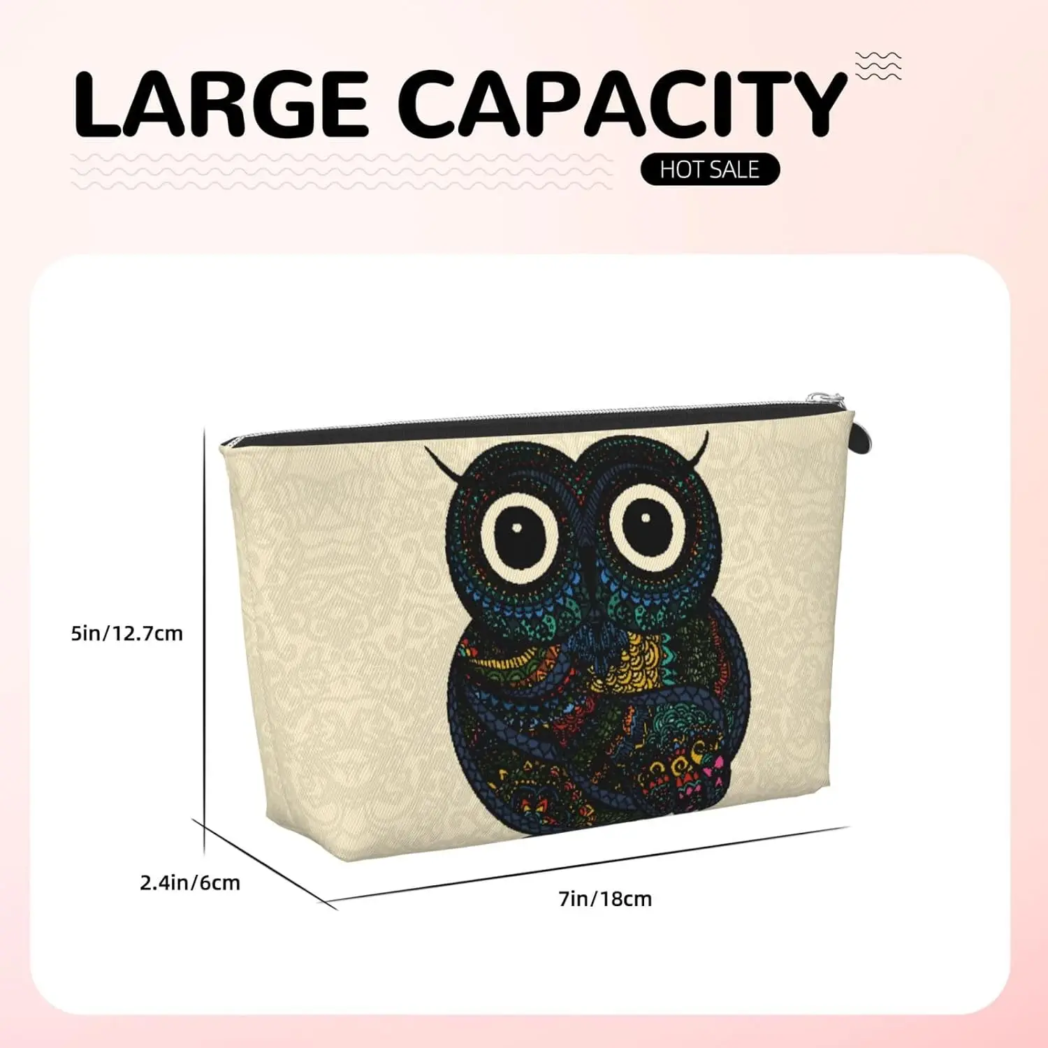 Сова с мандалой косметичка женские дорожные туалетные принадлежности кожаная