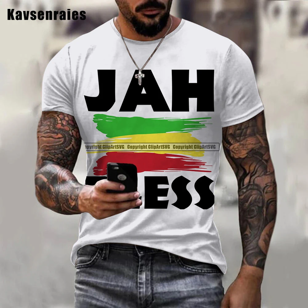Men Women Fashion Casual 3D Jah Bless Printed Men T-Shirt Cool Reggae Music Bob Marley Oversized T-shirt