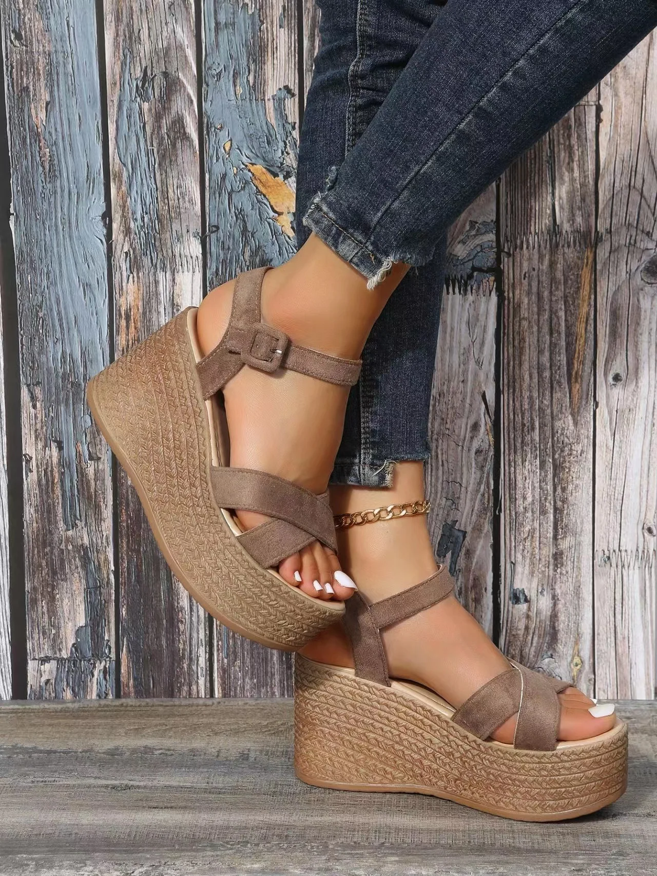 

Женские сандалии с толстой подошвой AN1124 удобны и быстрое летом