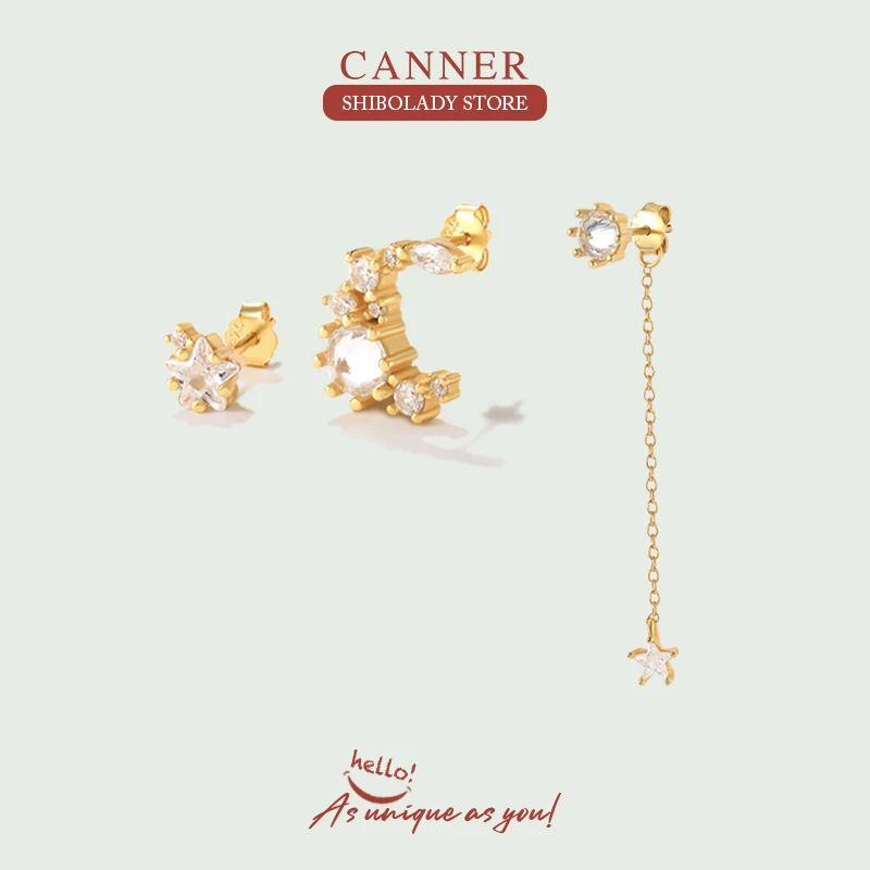 

Женские серьги-подвески из серебра 925 пробы с Луной и звездами