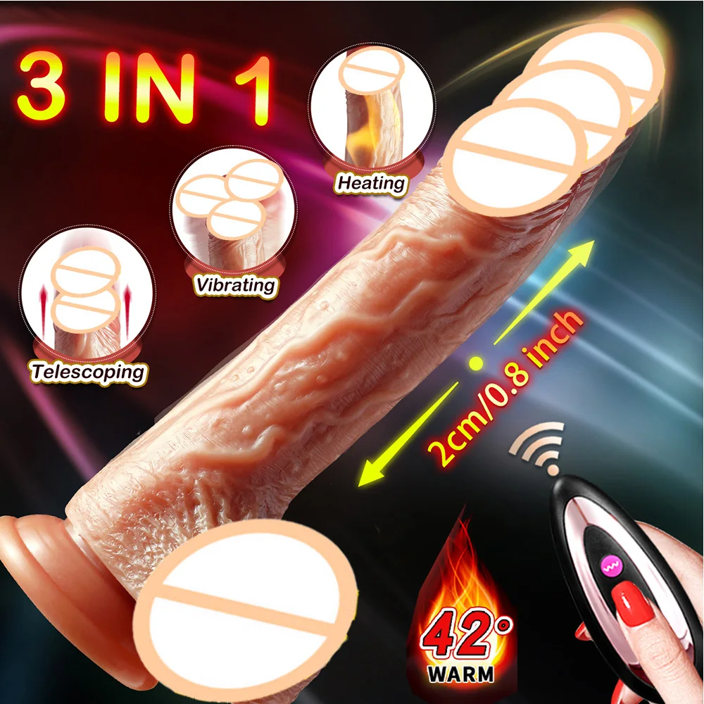 Большой фаллоимитатор вибратор для женщин Телескопический нагревательный