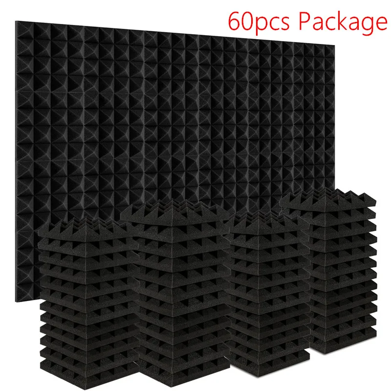

Make friend 60Pcs 250x250x50mm Studio Acoustic Soundproof Foam Pyramid Sound Absorption Treatment Panel Tile Protective Sponge