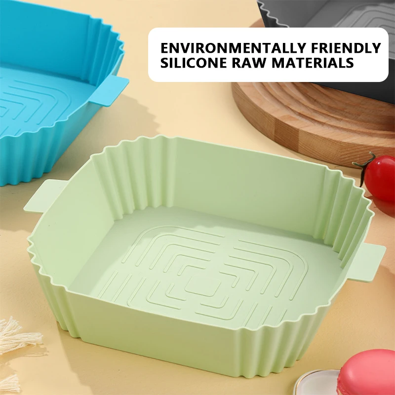 

Air Fryer Silicone Basket Silicone Mold Airfryer Oven Baking Tray Pizza FriedChicken Basket Reusable Pan Liner Kitchen Accessory