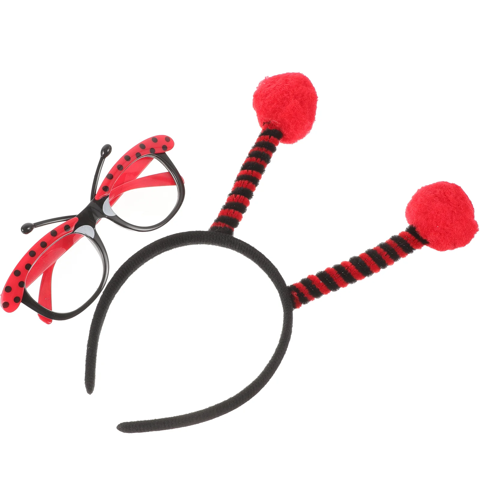 

1 Set of Ladybug Glasses Decor Plush Ladybug Ear Headwear Cosplay Party Hair Accessory