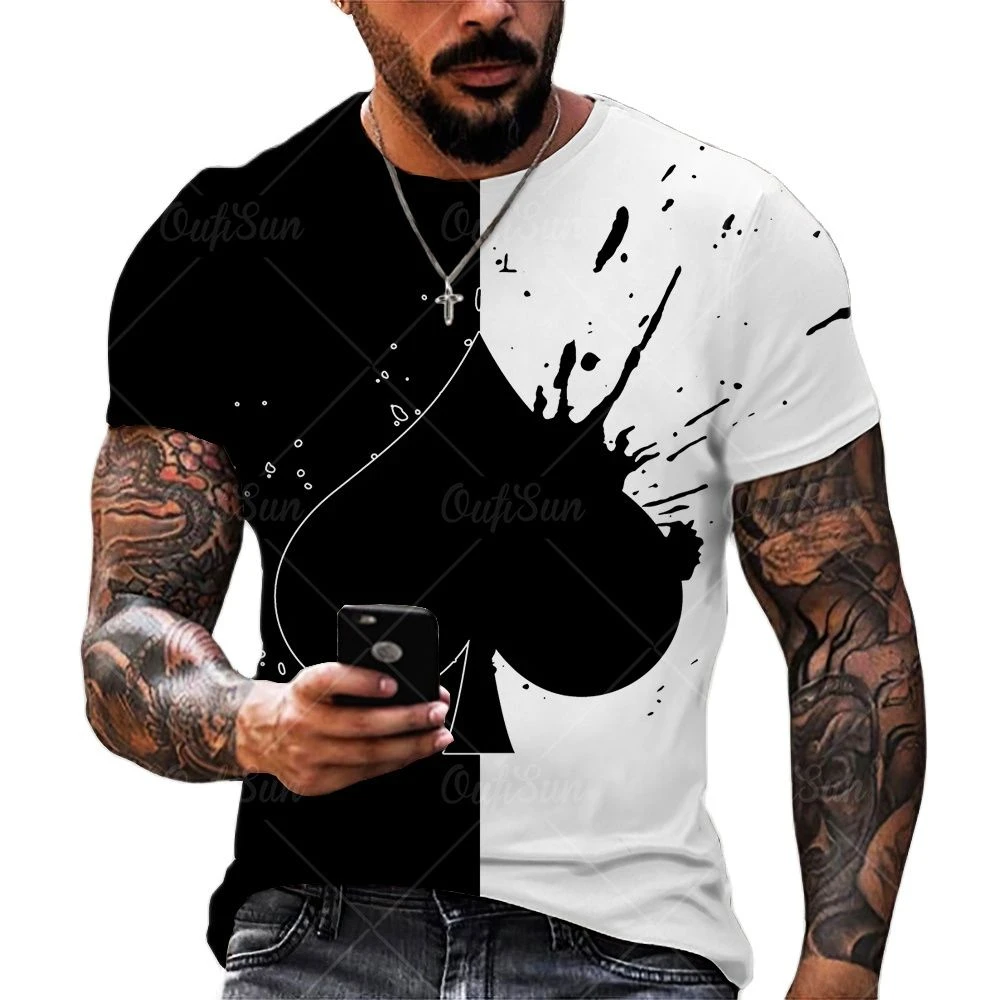 

Модная мужская футболка с 3D принтом в виде покера, летняя свободная футболка из полиэстера с объемным рисунком Ace of Spades