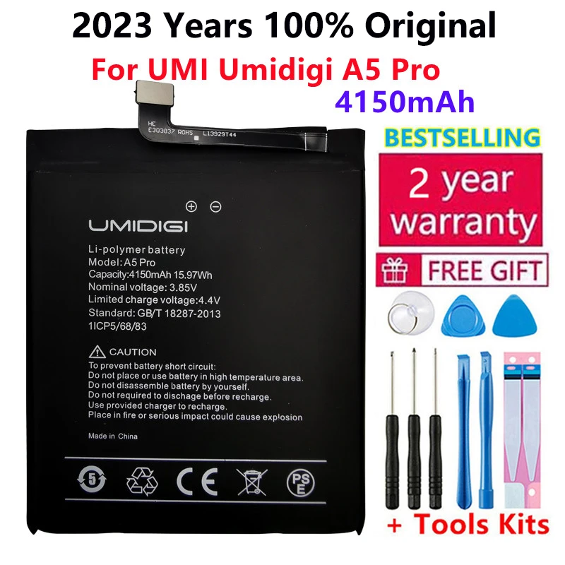 

2023 Years 100% Original High Quality 4150mAh Replacement Battery For UMI Umidigi A5 Pro A5Pro Cell Phone Batteries Bateria