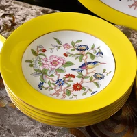 8 inch bone china dinner serving tray floral wedding decorative plates ceramic soup plate porcelain servies buffet dishes
