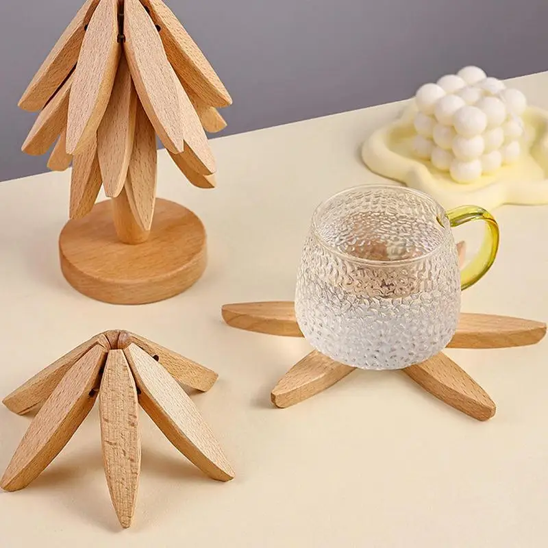 

Tree Shape Trivet Set Coaster 3 Pcs/set Wood Dish Cup Coaster Insulation Pad Dinning Table Mat Hot Drink Holder For Teapot dishs