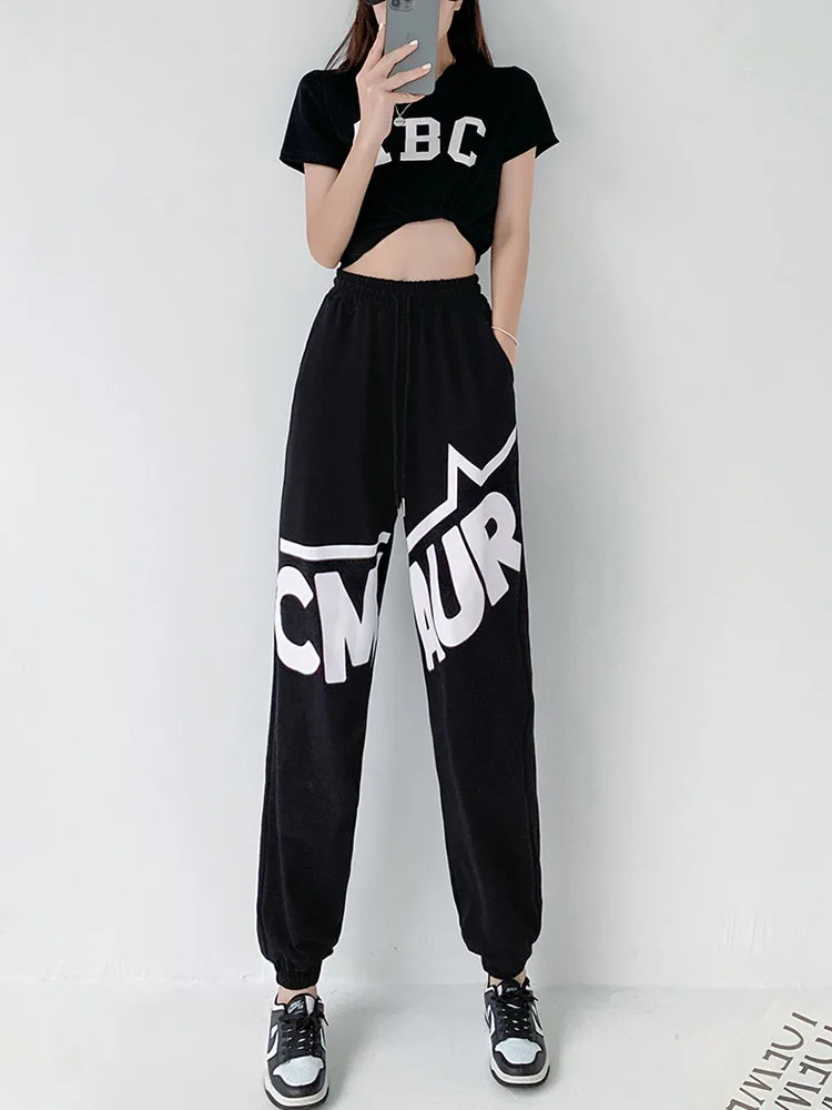 

Женский спортивный костюм с круглым вырезом, повседневные свободные штаны-шаровары с короткими рукавами и надписью, модель F168 на лето, 2022