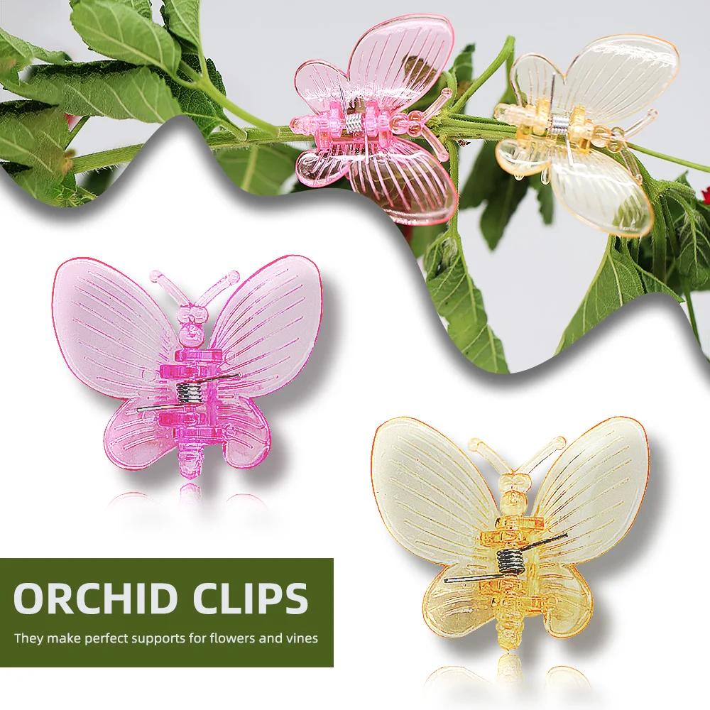 

Beautiful Butterfly Clamps Orchid Clips Plastic Garden Plant Dragonfly for Support Flower Vine Decoration Ornamental Clips Mixed