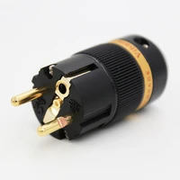 1piece viborg ve501g pure copper gold plated schuko male power plug connector audio male plug hifi power plug