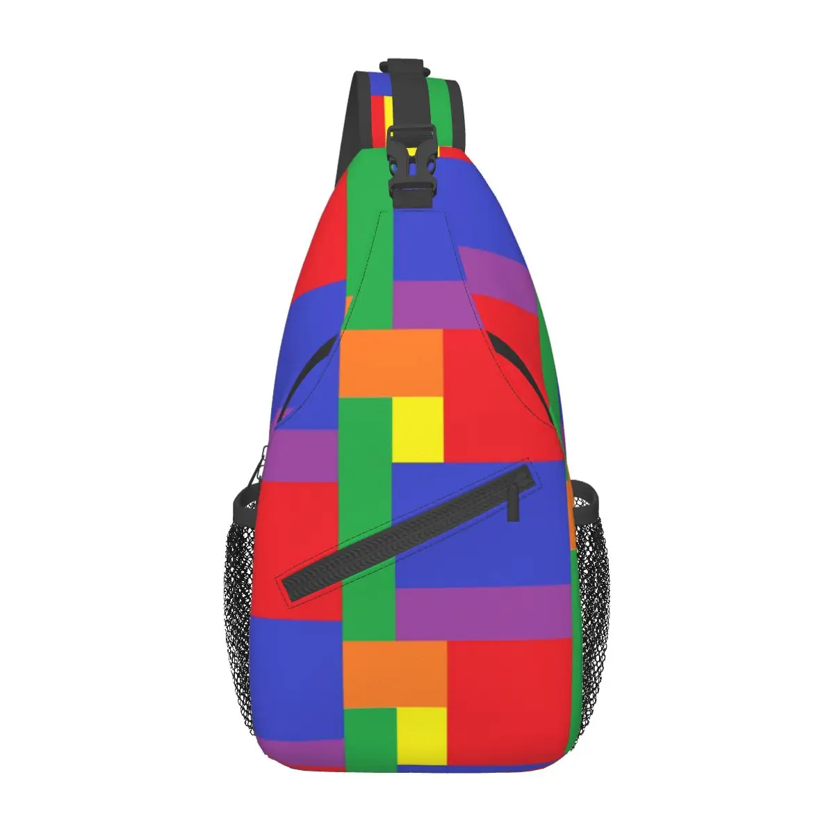 

Rainbow Colorblock Shoulder Bags Colorful Print Running Chest Bag Men Camping Designer Sling Bag Cool School Small Bags