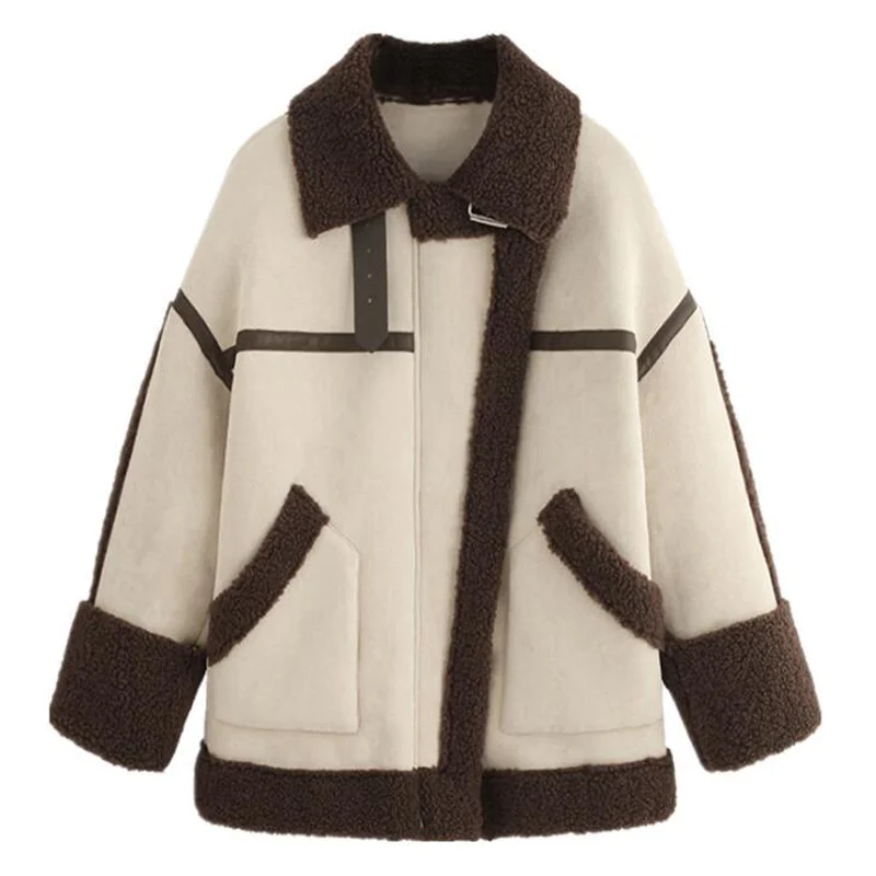 Women Autumn Winter Fashion Jacket Female Faux Fur Leather Jackets Lambwool Shirling Furry Ladies Vintage Coat tendy vintage