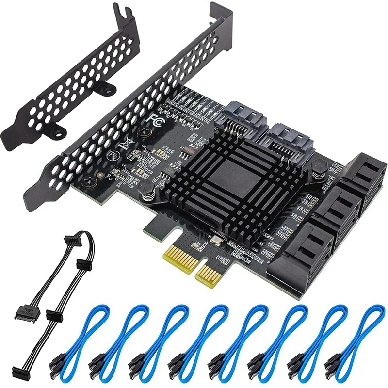 

Плата PCIE SATA 8 портов с кабелем 8 SATA, контроллер SATA 3,0 6 Гбит/с, плата расширения PCI Express с низкопрофильным кронштейном