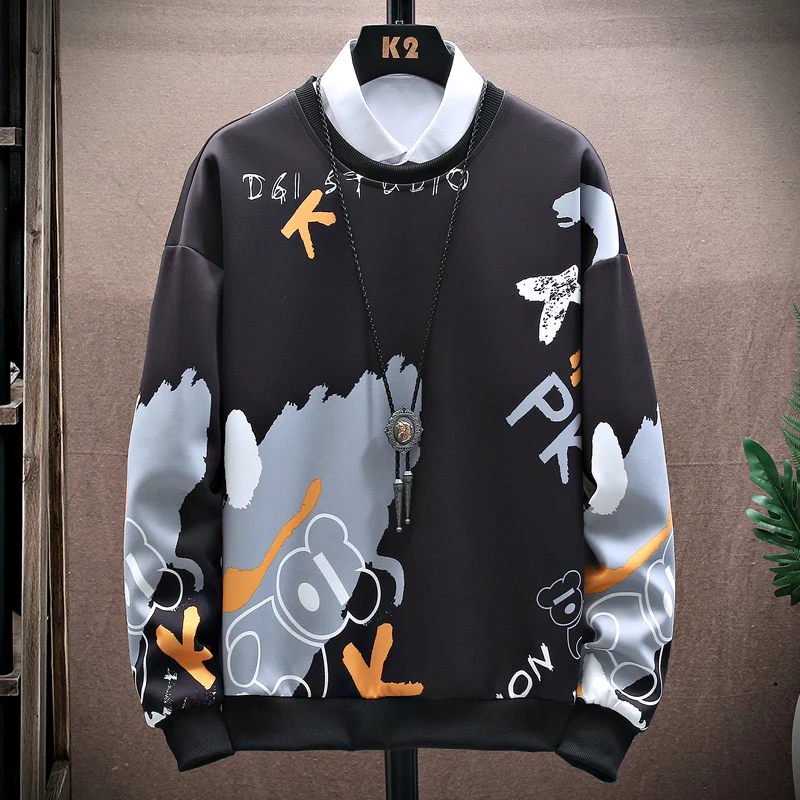 

New Korean Style Trendy All-Matching Crew Neck Casual Sweater for Men