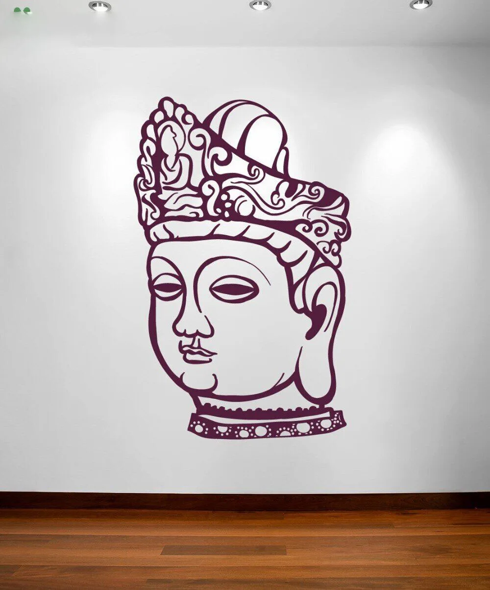 

Buddha Removable Wall Sticker Yoga Studio Vinyl Wall Decal Head Art Mural Religion Home Decoration Accessories Vinyl PosterSY155