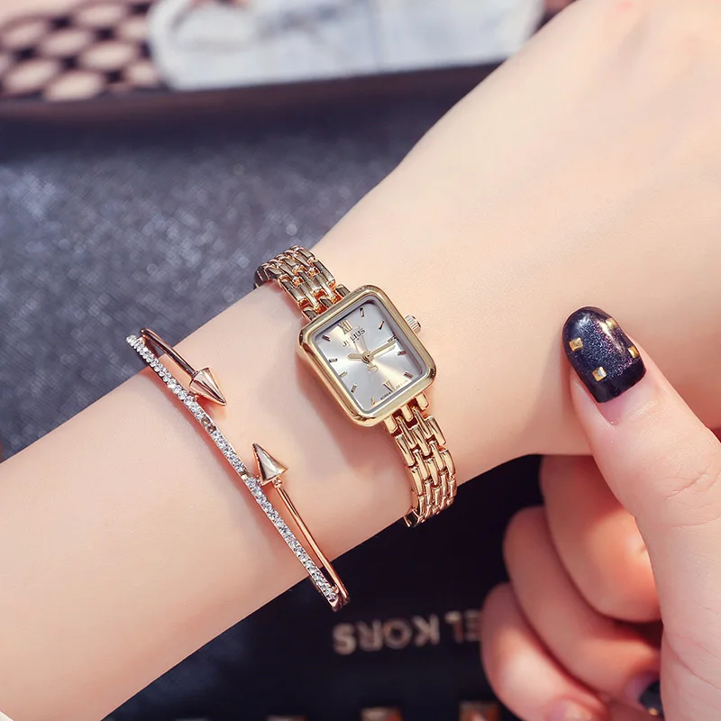 JULIUS Brand Watch Women's Simple Temperament Student Watch Steel Chain Watches Retro Round Dial Simple Alloy Watch Luxury Gifts