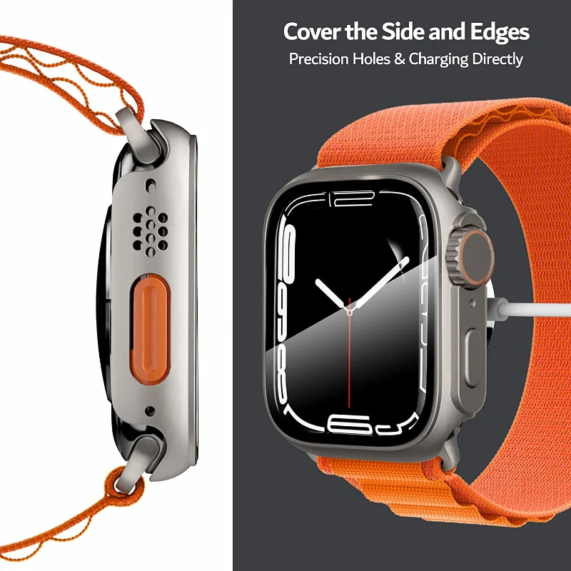 Case for Apple Watch 45mm 41mm 44mm Screen Protector Cover+ Glass Change to Ultra 49mm Appearance iWatch Series SE 6 7 8 Upgrade