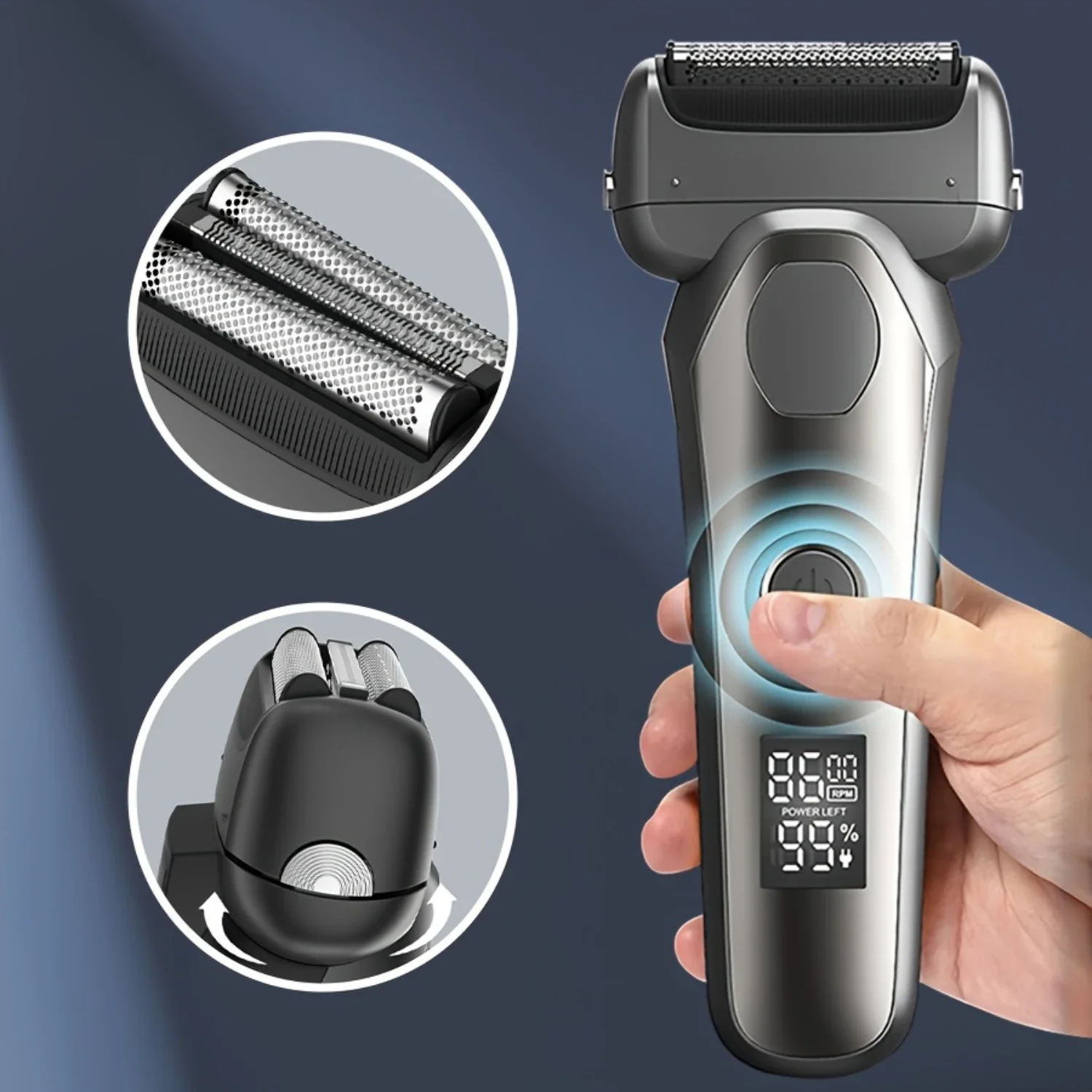 Мужская двухскоростная бритва из фольги с триммером для бороды беспроводная