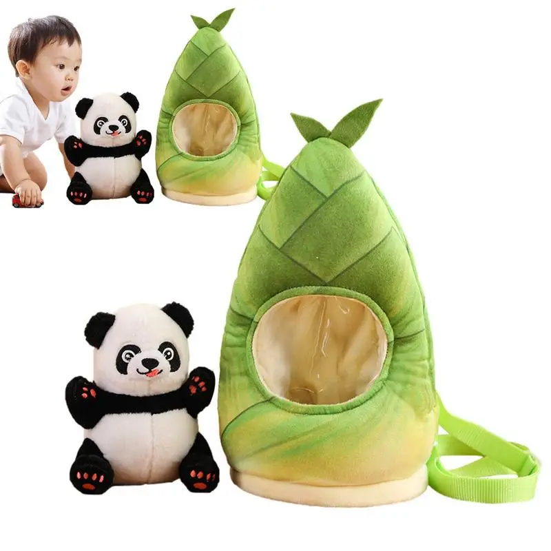 Kawaii Backpack Bamboo With Panda Toys Panda Plush Toys Hide