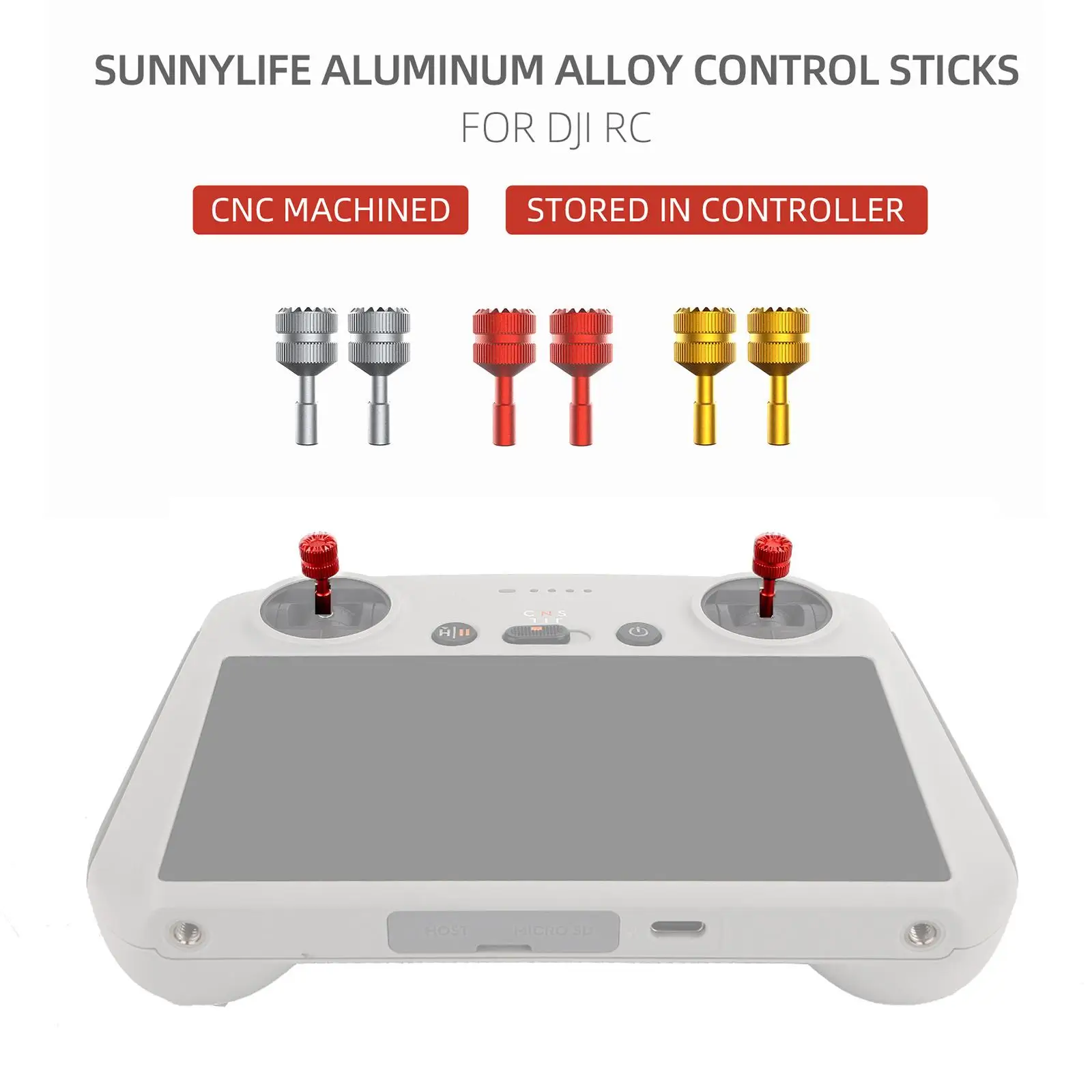 

1 Pair Aluminum Alloy Joystick For DJI Mini 3 Pro Drone RC Remote Control Thumb Stick