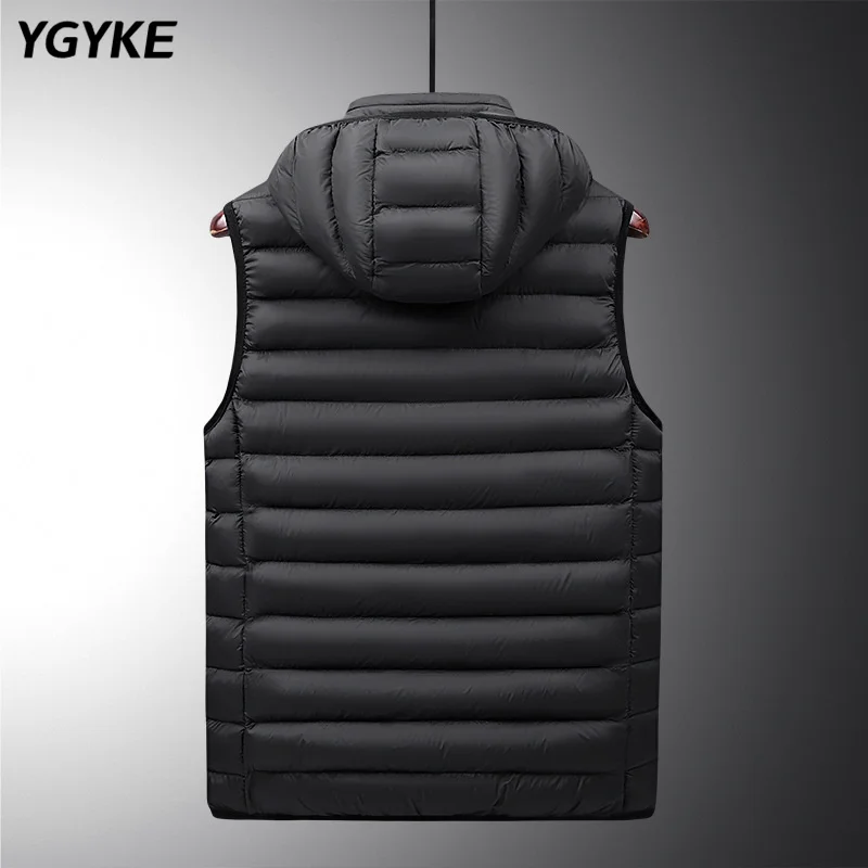 Lightweight Down Cotton Heating Vest Men's Autumn Winter USB Interface 3-Speed Heating Korean Version Trend Hooded Warm Jacket