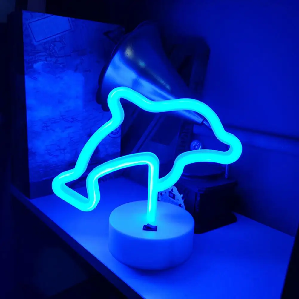 

Night Lamp Super Bright Led Neon Light Battery-powered Dolphin-shaped Desktop Decoration Energy-saving Eye-catching Decorative
