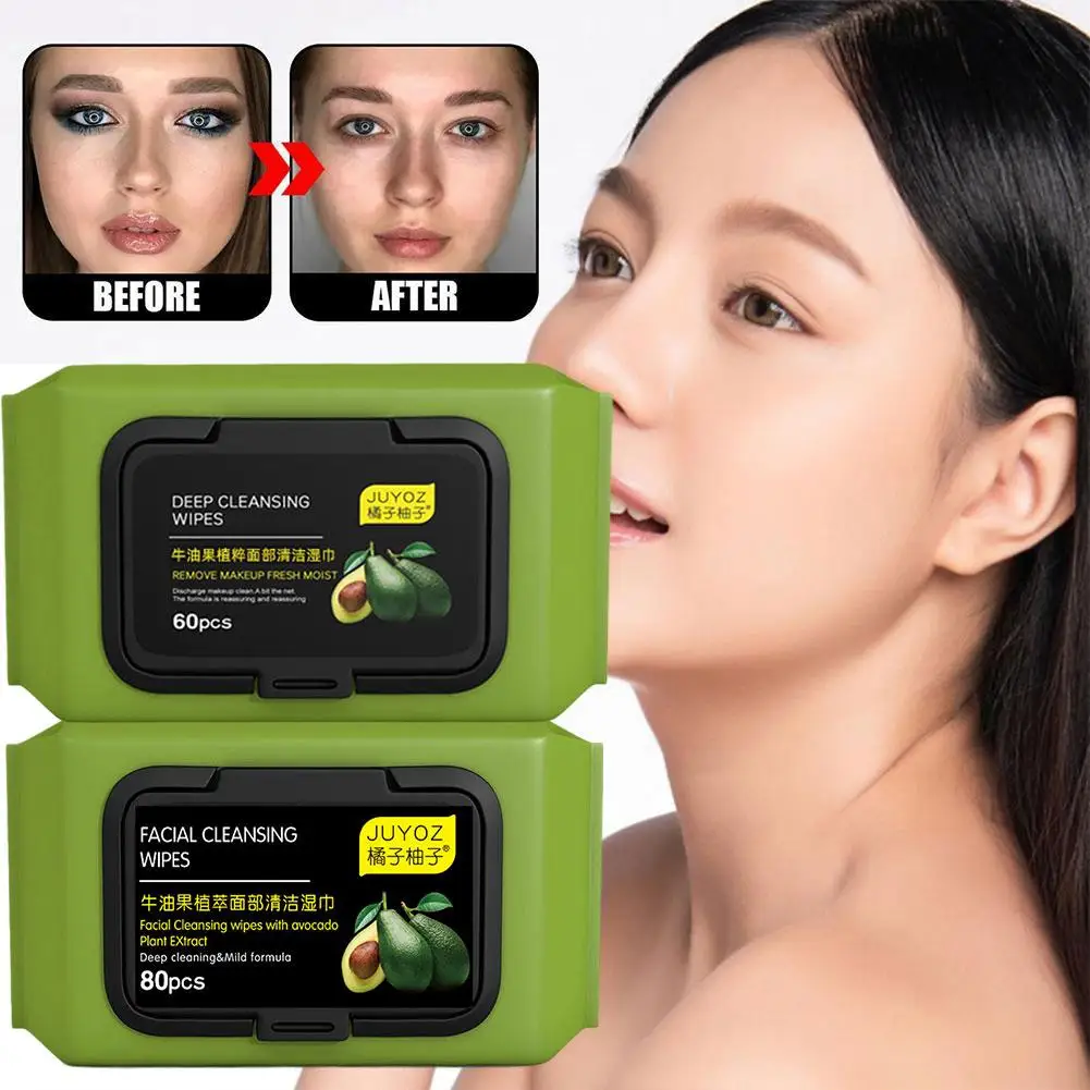 

Avocado Makeup Remover Wipes 60 Tablets 80 Disposable Towel Lazy Makeup Facial Cleansing Remover Face Cleanser Gentle Wipes A7T3