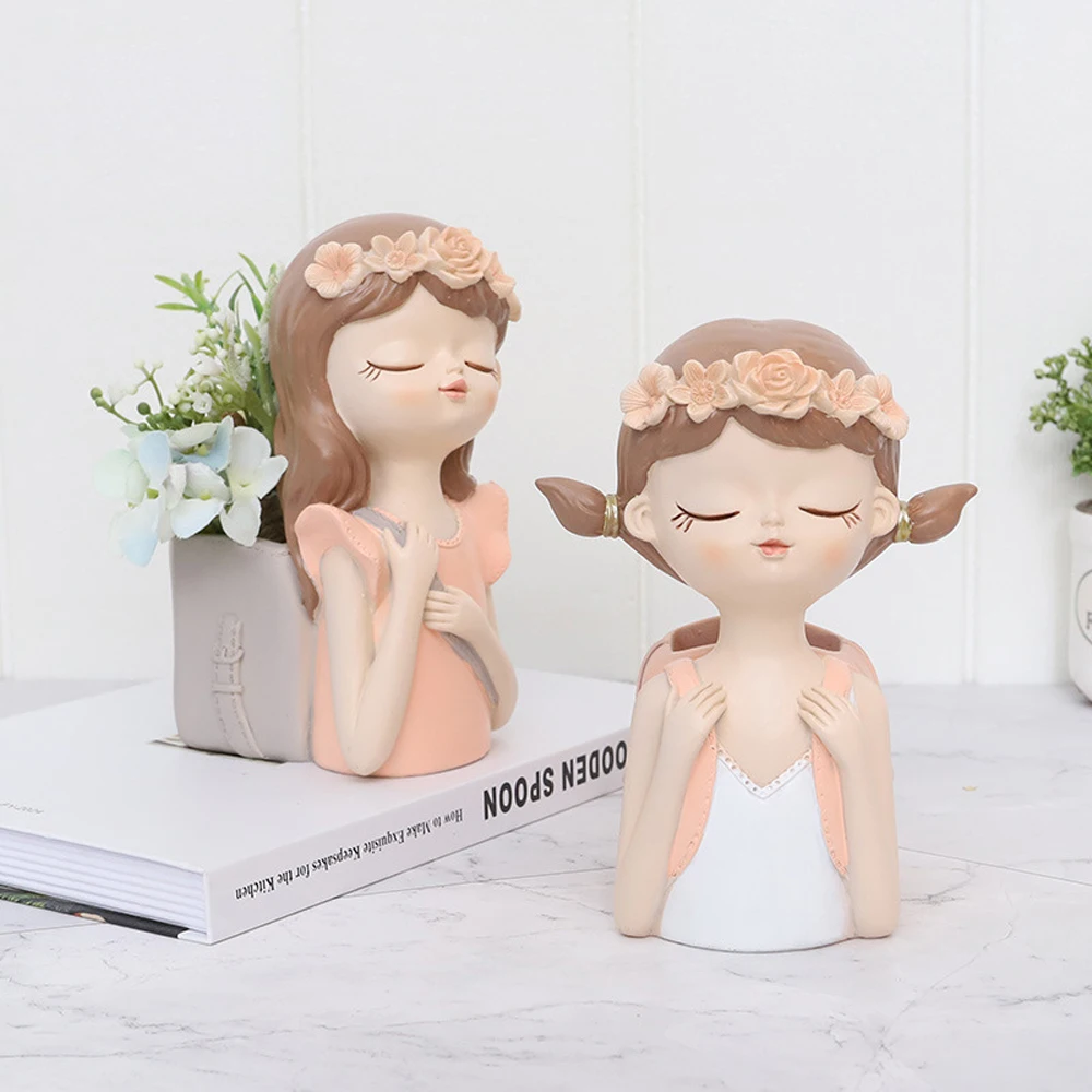 

Ваза с цветами для украшения дома, миниатюрная фигурка девочки, статуэтка, скульптура, современный декор для стола, гостиная, декоративная, ...