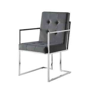 Light Luxury Modern Home Stainless Steel Chrome Finished Designer Shape Restaurant Leather Velvet Metal Chair