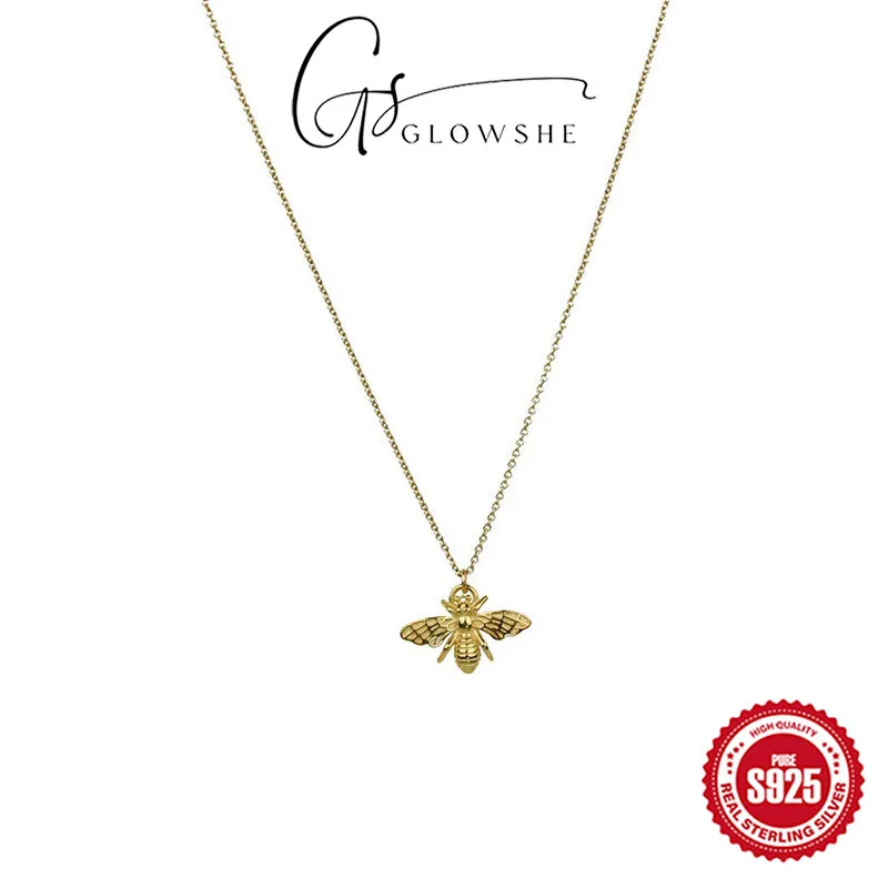 Ожерелье с подвеской в виде пчелы из стерлингового серебра 925 пробы пляжная