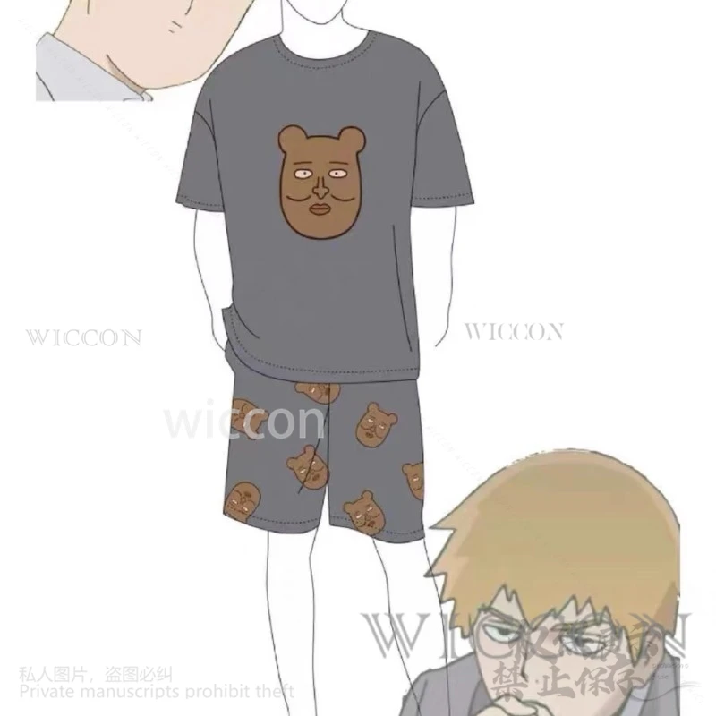 Аниме Psycho Mobb 100 костюм для косплея Reigen Arataka пижама футболка брюки парики Хэллоуина