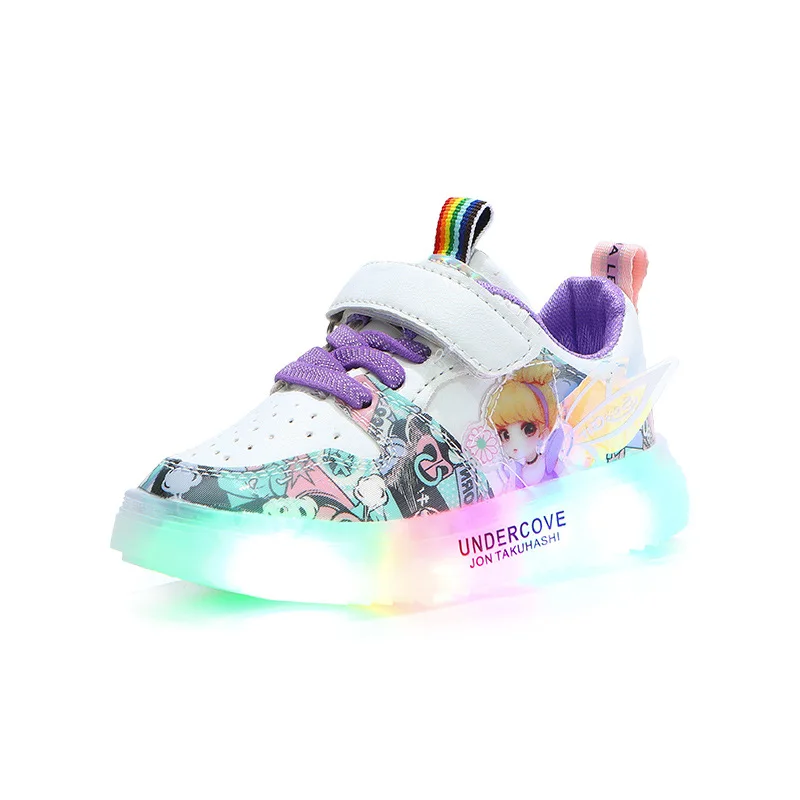 Cartoon Disney Lovely Kids Shoes High Quality LED Lighted Beautiful Girls Sneakers Glowing Children Casual Shoes Toddlers enlarge