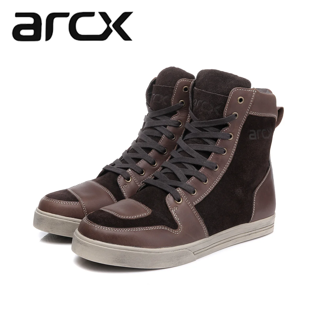 

ARCX Стильные черные защитные ботильоны из воловьей кожи, водонепроницаемые мотоциклетные гоночные Мужские ботинки/Обувь для верховой езды/...