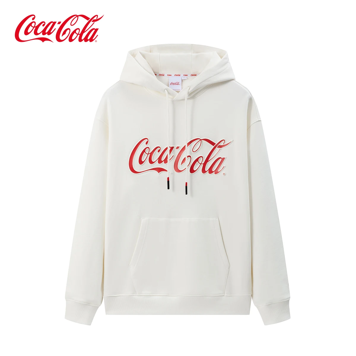 

Coca-Cola fashion casual official autumn and winter thin fleece hooded sweater men's trend loose hedging printed cotton top