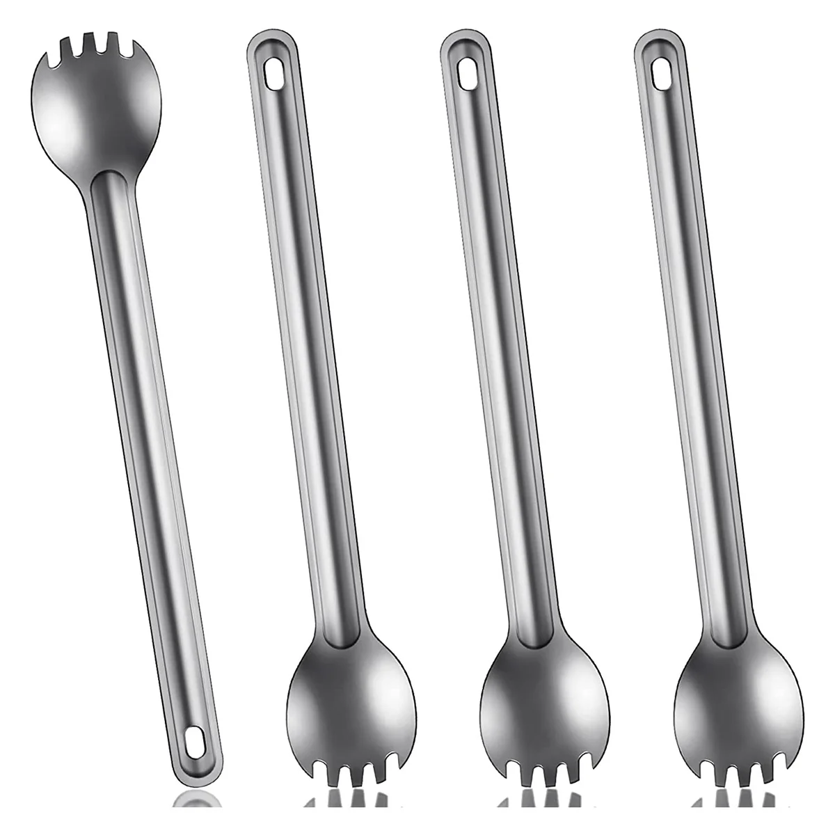 

4PCS Titanium Long Handle Fork and Spoon Ultralight Portabale Fork Spoon for Outdoor Camping Backpacking Hiking Travel