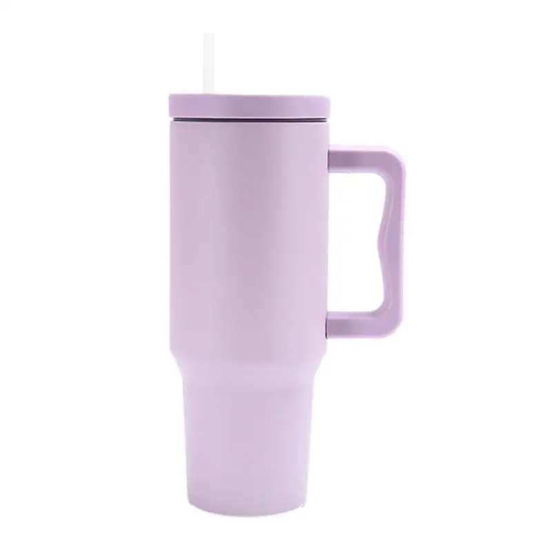 

40OZ Straw Insulation Cup With Handle Portable Car Stainless Steel Coffee Water Bottle LargeCapacity Travel BPA Free Thermal Mug