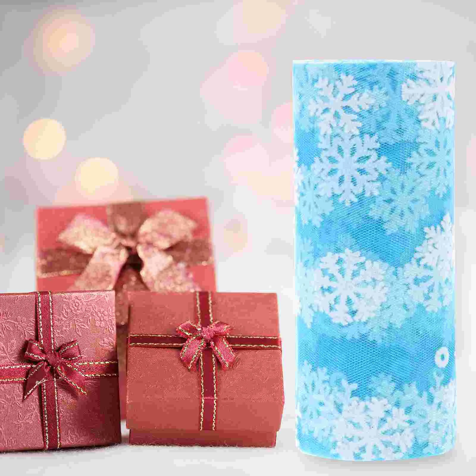 15 см 10 ярдов Рождественская снежинка Тюлевый рулон Блестящая марлевая лента из