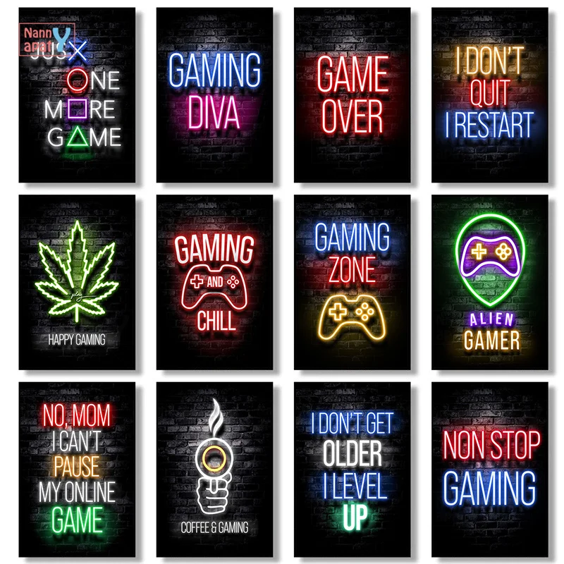 

Gaming Wall Art Poster Sleep Game Repeat Prints Gamer Canvas Painting Picture for Kids Boys Playroom E-Sports Room Decoration