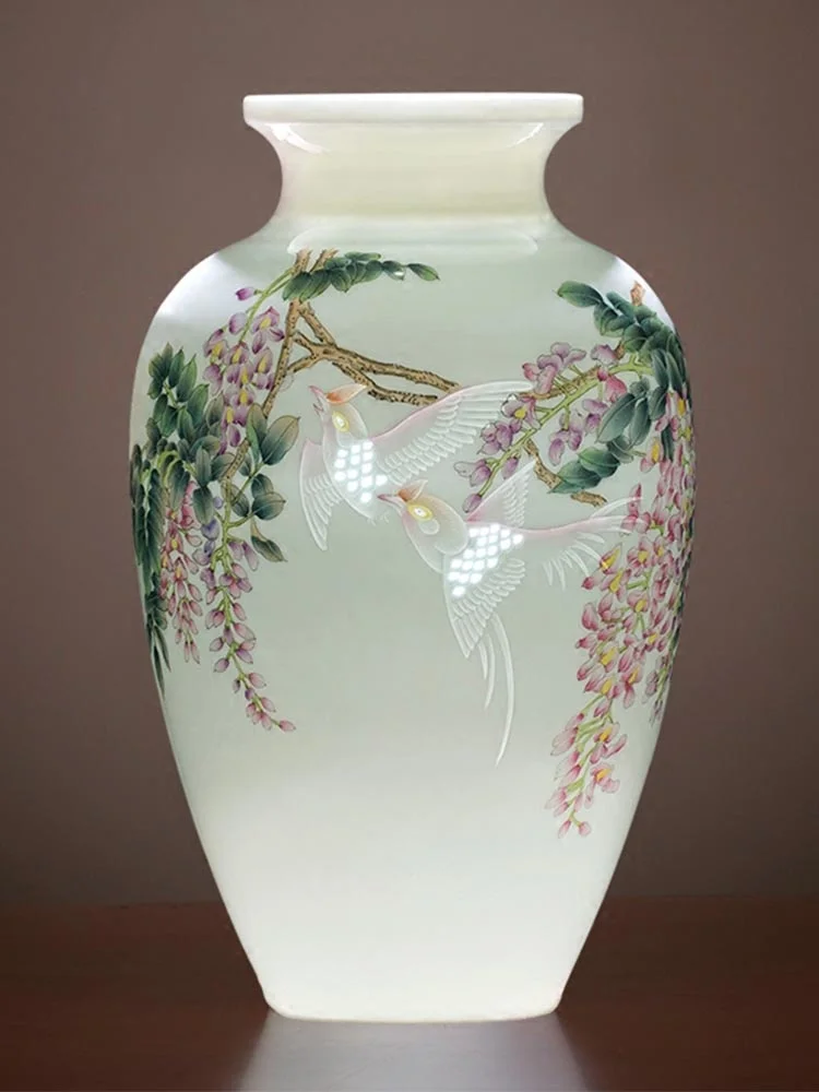 

Ceramic Vase Flower Arrangement Hand-Painted Chinese Household Living Room Decorations Antique Shelf Porcelain Crafts Ornaments