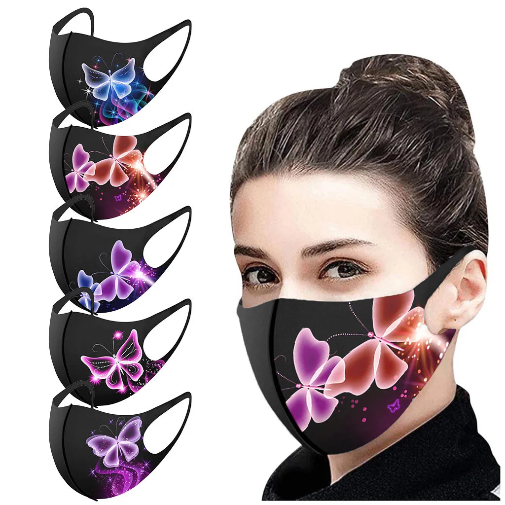 

Face Mask Butterfly Printi Soft Masks Reusable Mascarillas Reutilizables Mondkapjes Mondmasker Wasbaar Masque Halloween Cosplay