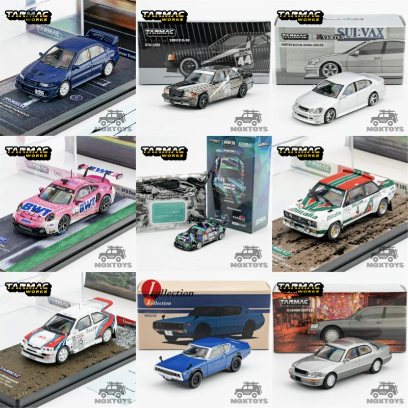 Фото Коллекция Tarmac Works J 1:64: Lancer Evolution VI 190 E JZS161 GT3 R32, FIAT 131 ABARTH, Skyline, LS400 — модели автомобилей из литого металла №1