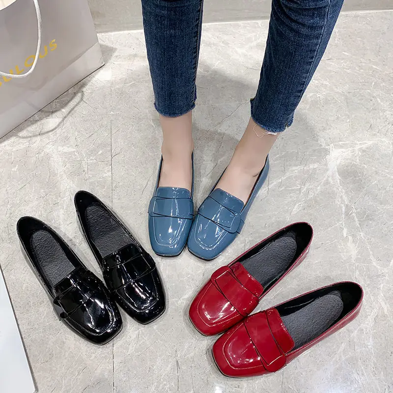Fashion Solid Black Oxford Shoes Woman Work Leather Wedge Flats Female Casual  Spring Shoes Women's kitchen Non-slip Loafers