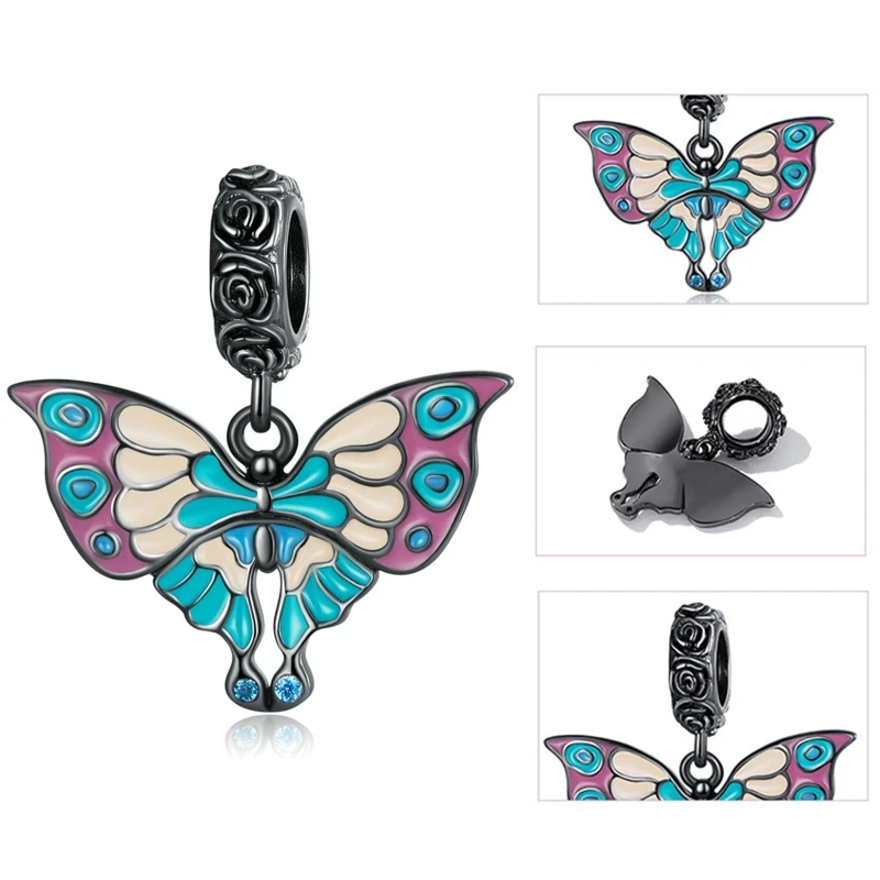 

DIY Beaded Art Butterfly Pendant Gold Plated Handmade Drop Oil Charms Necklace Bracelets Accessories for Women Girls