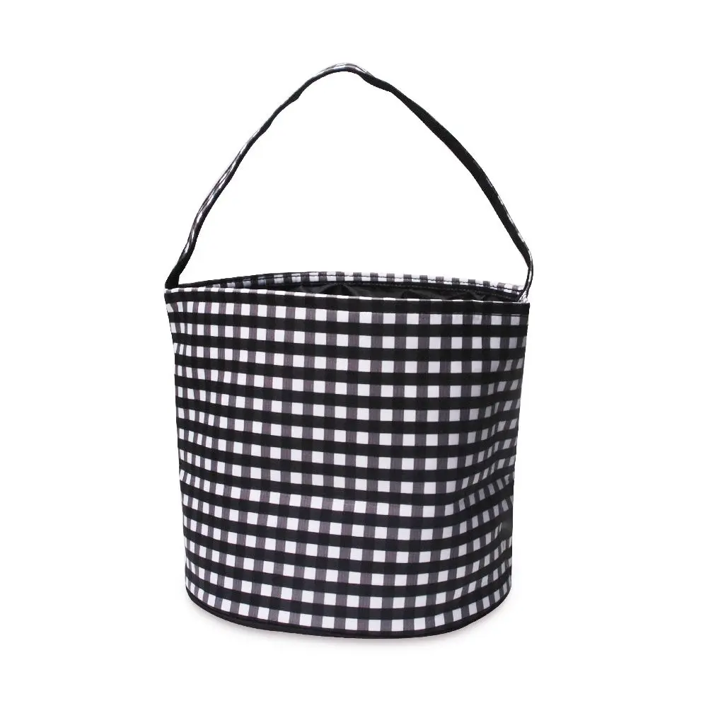 

Child Black Gingham Halloween Buckets Trick or Treat Bags Halloween Candy Food Baskets Case For Festival Bucket Totes for Girl