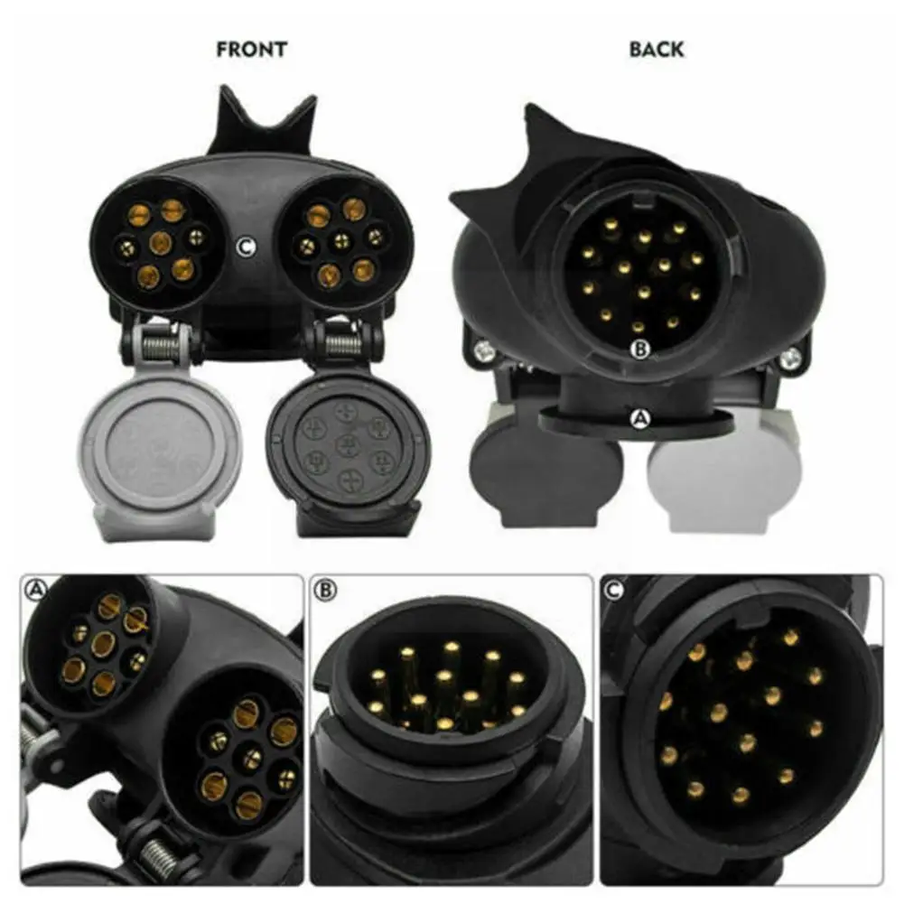

13 Pin To 7 Pin Euro Trailer Towing Caravans Dual Socket Adapter Plug Trailer Connector Plug Adapter L6n5