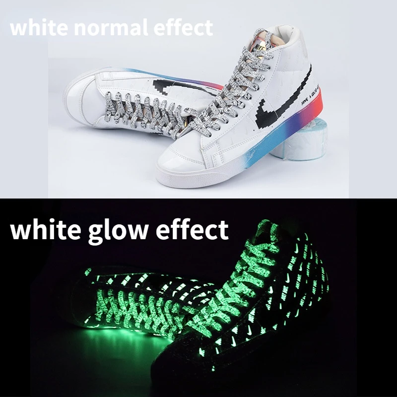 1 Pair Flat Reflective Runner Shoe Laces Safety Luminous Glowing Shoelaces Unisex for Sport Canvas Shoes