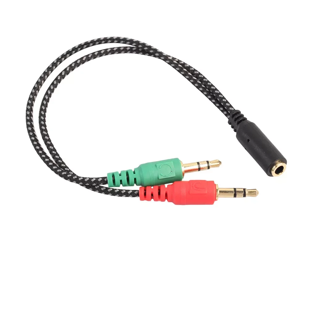 

2023New Audio Adapter Cable 3.5mm Y Splitter 2 Jack Male to 1 Female Headphone Mic Woven net High Quality Accessories