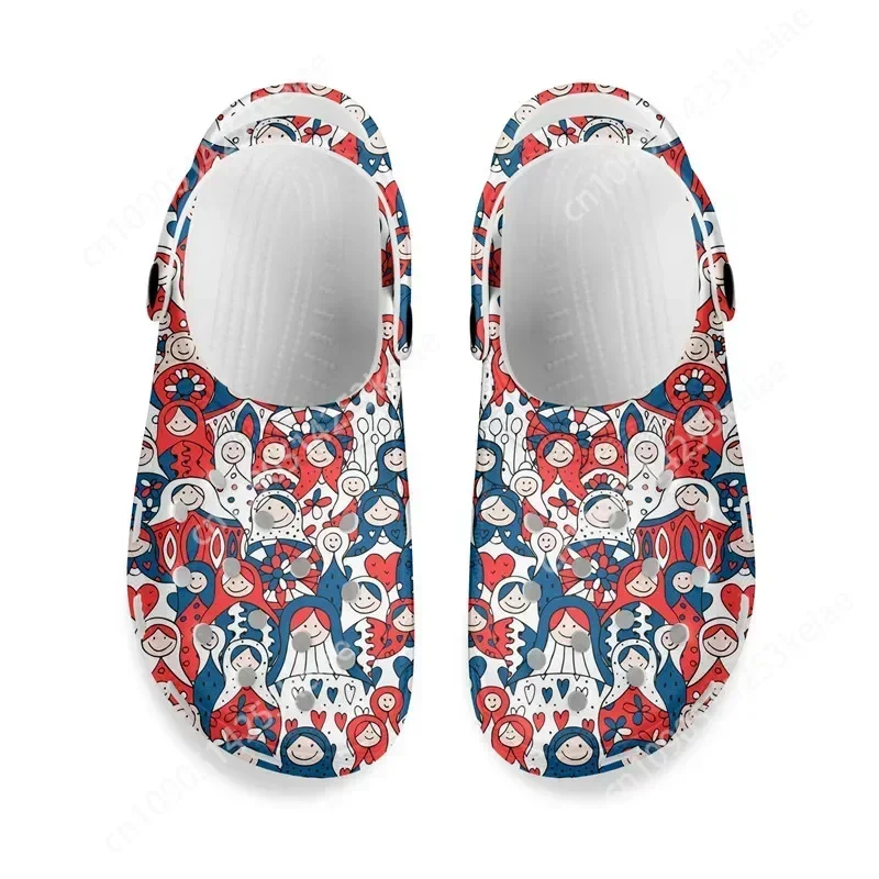 Сандалии Da Uomo Scarpe Estive Con Foro Antiscivolo Zoccoli Motivo Matryoshka Ciabatte Piatte Spiaggia D